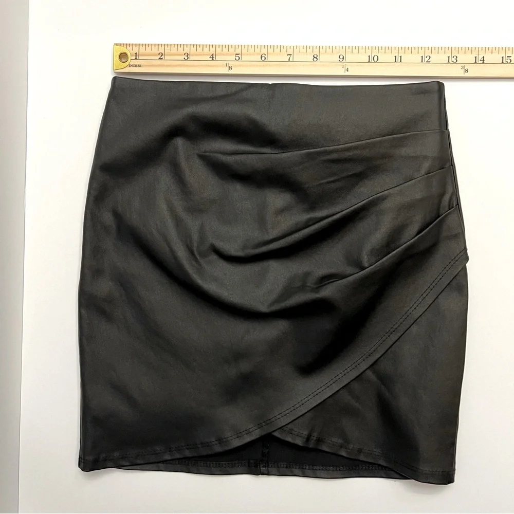 AKIRA Front Wrap Mini Skirt-Black - Picture 5 of 10